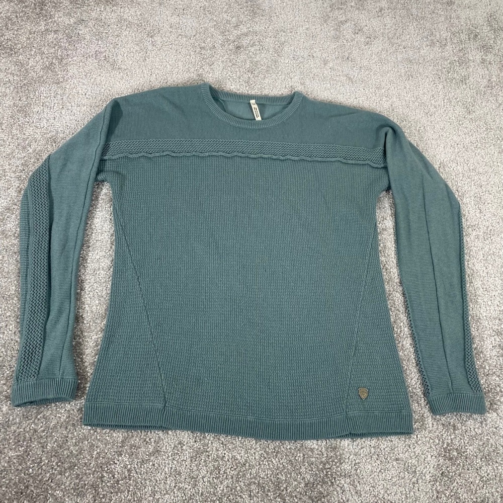 Kuhl Sweater Womens Small Cashmere Blend Kosta Ribbed Teal Blue Green Knit Small